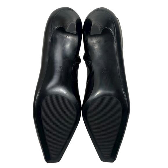 Mango MNG Square Toe Kitten Heel Leather Boots Black Size 39/ US 8.5 - Picture 10 of 13